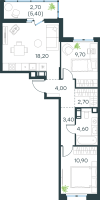 3 ккв (Евро) № 303 Корп.: 3 , Секция 3  в ЖК Левел Мечникова