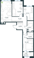 4 ккв (Евро) № 254 Корп.: 3 , Секция 2  в ЖК Левел Мечникова