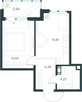 1 ккв № 4-12 Корп.: 4 , Секция 1  в ЖК Левел Мечникова