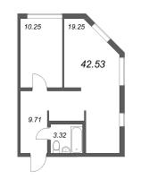 2 ккв (Евро) № 407 Корп.: 1 , Секция 1  в ЖК Life Apart Октябрьская