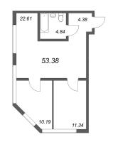 3 ккв (Евро) № 316 Корп.: 1 , Секция 1  в ЖК Life Apart Октябрьская