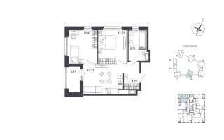 2 ккв № 441 Корп.: 1 , Секция 5  в ЖК Лиггат