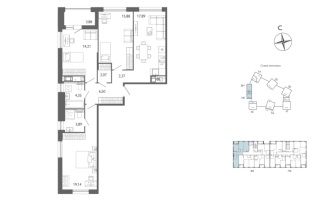 4 ккв (Евро) № 624 Корп.: 1 , Секция 8  в ЖК Лиггат