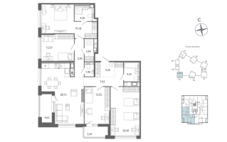 5 ккв (Евро) № 523 Корп.: 1 , Секция 6  в ЖК Лиггат