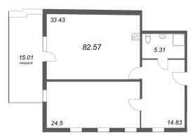 2 ккв (Евро) № 227 Корп.: 1 , Секция 1  в ЖК Лиговский 127
