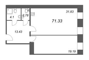 1 ккв № 215 Корп.: 1 , Секция 1  в ЖК Лиговский 127