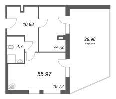 2 ккв (Евро) № 218 Корп.: 1 , Секция 1  в ЖК Лиговский 127