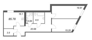 2 ккв № 404 Корп.: 1 , Секция 1  в ЖК Лиговский 127