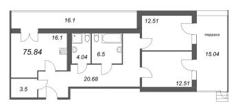 2 ккв № 211 Корп.: 1 , Секция 1  в ЖК Лиговский 127