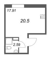 Студия № 315 Корп.: 1 , Секция 1  в ЖК Лиговский 127