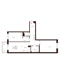 3 ккв (Евро) № 56 Корп.: 1.2 , Секция 3  в ЖК Лисино