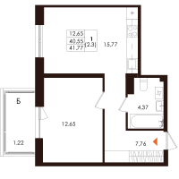 2 ккв (Евро) № 126 Корп.: 1.1 , Секция 6  в ЖК Лисино