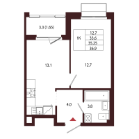 1 ккв № 123 Корп.: 2.1 , Секция 6  в ЖК Лисино