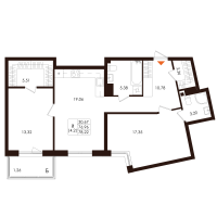 3 ккв (Евро) № 58 Корп.: 1.1 , Секция 4  в ЖК Лисино