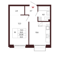 1 ккв № 118 Корп.: 2.2 , Секция 6  в ЖК Лисино