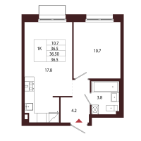 2 ккв (Евро) № 14 Корп.: 2.1 , Секция 1  в ЖК Лисино