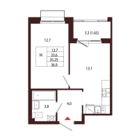 1 ккв № 11 Корп.: 2.4 , Секция 1  в ЖК Лисино