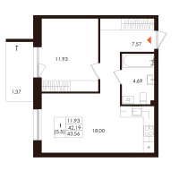 2 ккв (Евро) № 108 Корп.: 1.3 , Секция 5  в ЖК Лисино