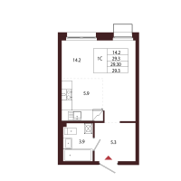 Студия № 10 Корп.: 2.4 , Секция 1  в ЖК Лисино