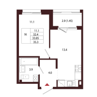 1 ккв № 82 Корп.: 2.2 , Секция 5  в ЖК Лисино