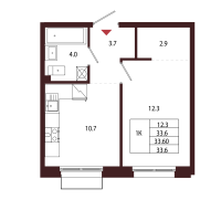 1 ккв № 10 Корп.: 2.1 , Секция 1  в ЖК Лисино