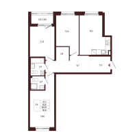 4 ккв (Евро) № 44 Корп.: 2.1 , Секция 2  в ЖК Лисино