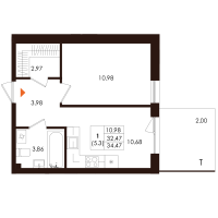 1 ккв № 66 Корп.: 1.1 , Секция 5  в ЖК Лисино