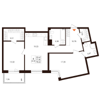 3 ккв (Евро) № 53 Корп.: 1.1 , Секция 4  в ЖК Лисино