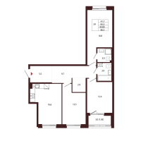 4 ккв (Евро) № 39 Корп.: 2.3 , Секция 3  в ЖК Лисино
