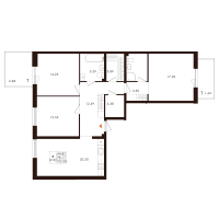 3 ккв (Евро) № 16 Корп.: 1.3 , Секция 2  в ЖК Лисино
