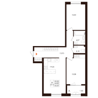 3 ккв (Евро) № 113 Корп.: 1.4 , Секция 5  в ЖК Лисино