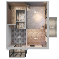 3 ккв (Евро) № 4 Корп.: 1.7 , Секция 1  в ЖК Лисино