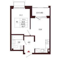 1 ккв № 87 Корп.: 2.2 , Секция 5  в ЖК Лисино