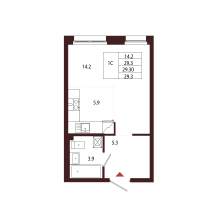 Студия № 3 Корп.: 2.4 , Секция 1  в ЖК Лисино