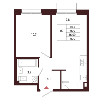 2 ккв (Евро) № 114 Корп.: 2.2 , Секция 6  в ЖК Лисино