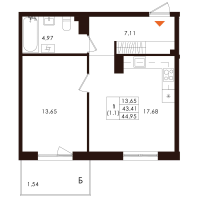2 ккв (Евро) № 9 Корп.: 1.3 , Секция 1  в ЖК Лисино