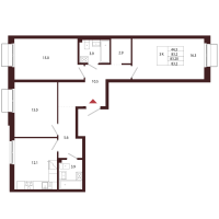 3 ккв № 31 Корп.: 2.2 , Секция 2  в ЖК Лисино