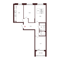 3 ккв № 110 Корп.: 2.3 , Секция 7  в ЖК Лисино