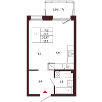 Студия № 131 Корп.: 2.1 , Секция 6  в ЖК Лисино
