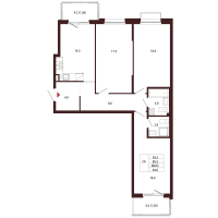 3 ккв № 49 Корп.: 2.2 , Секция 3  в ЖК Лисино