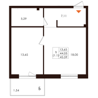 2 ккв (Евро) № 4 Корп.: 1.2 , Секция 1  в ЖК Лисино