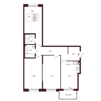 3 ккв № 52 Корп.: 2.4 , Секция 3  в ЖК Лисино