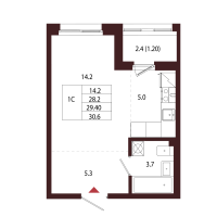 Студия № 103 Корп.: 2.2 , Секция 6  в ЖК Лисино