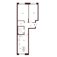 3 ккв (Евро) № 88 Корп.: 2.3 , Секция 6  в ЖК Лисино