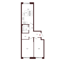 3 ккв (Евро) № 28 Корп.: 2.4 , Секция 2  в ЖК Лисино