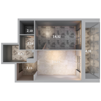 2 ккв (Евро) № 9 Корп.: 1.6 , Секция 1  в ЖК Лисино