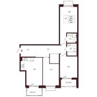 4 ккв (Евро) № 54 Корп.: 2.3 , Секция 3  в ЖК Лисино