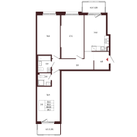 3 ккв № 80 Корп.: 2.1 , Секция 4  в ЖК Лисино