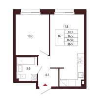 2 ккв (Евро) № 105 Корп.: 2.2 , Секция 6  в ЖК Лисино