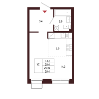 Студия № 10 Корп.: 2.2 , Секция 1  в ЖК Лисино